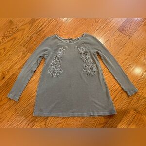 Soft surroundings waffle knit embroidered long sleeve top